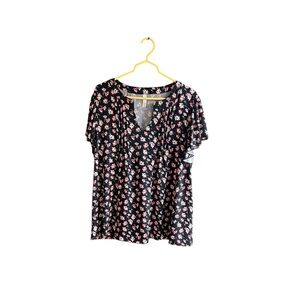 New With Tag PerSeption Woman floral pintuck pleat top Size 2X